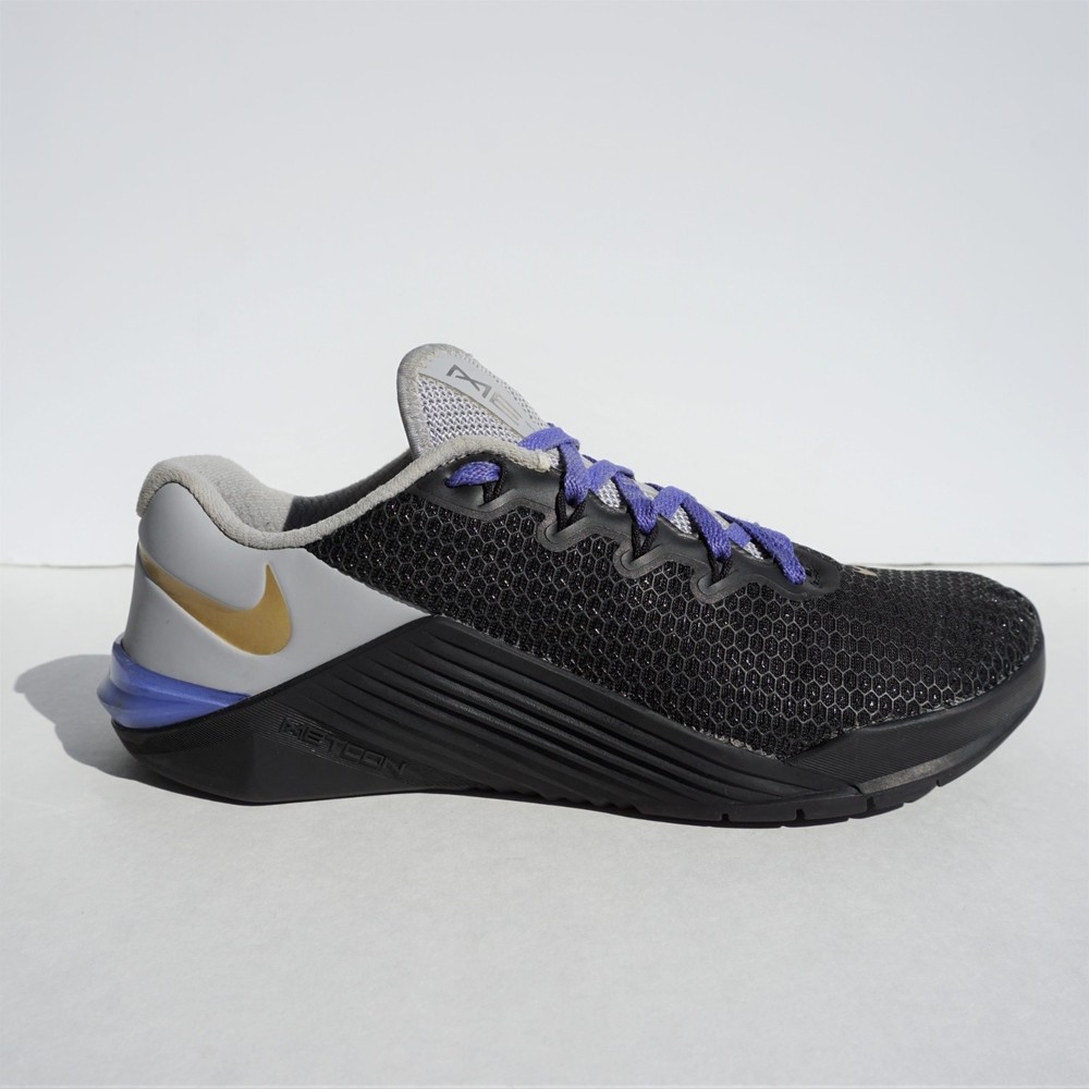Nike - Metcon 5 - sz 5 cushioned trainer sneakers - black, grey, violet blue